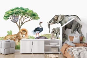 Behang met dieren op de savanne – natuurlijk design