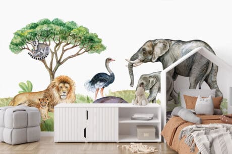 Behang met dieren op de savanne – natuurlijk design