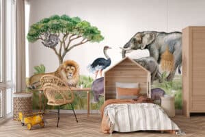 Kinderkamerbehang met savanne dieren