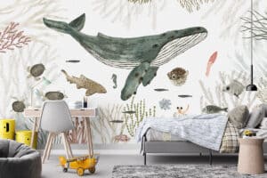 Fotobehang walvis tussen koraalrif