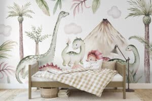 Dino’s bij de vulkaan in kinderkamer