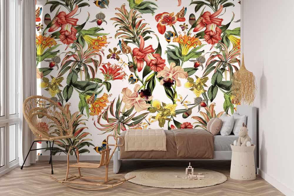Tropische bloemenpracht voor babykamer