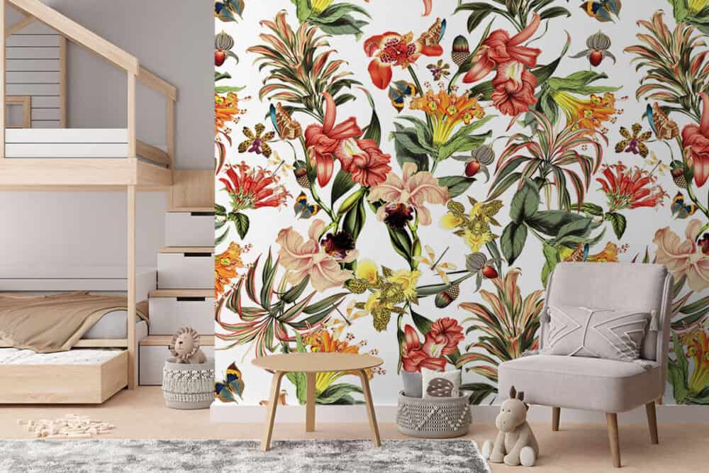 Tropische bloemenpracht kinderkamer mural