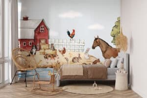 Dierenleven op de boerderij op kinderbehang