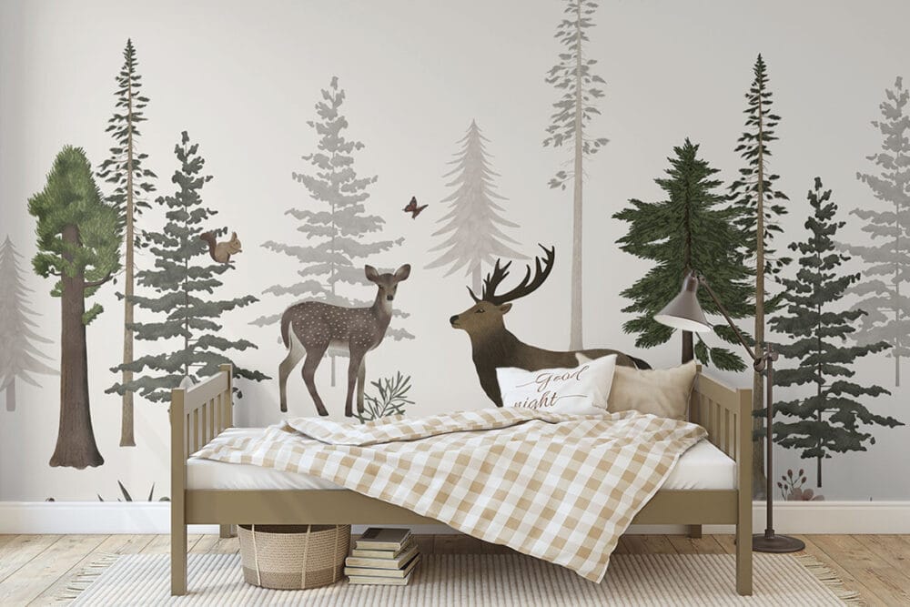 Schatten van het bos op kinderkamerbehang