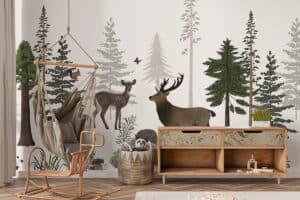 Schatten van het bos op babykamerbehang