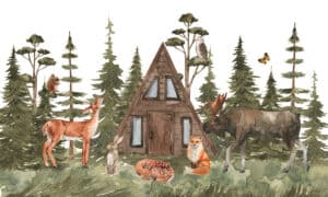 Magisch sprookjesbos met dieren op kinderkamerbehang