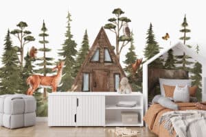 Magisch sprookjesbos op muurdecoratie