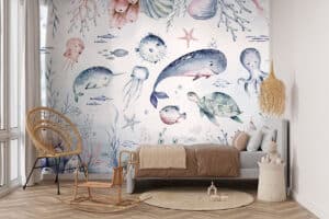 Dierenleven in de oceaan op kinderbehang