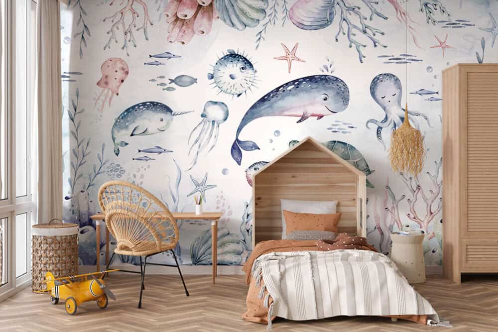 Dierenleven in de oceaan muurdecoratie
