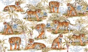 Tijger in tropische jungle muurdecoratie