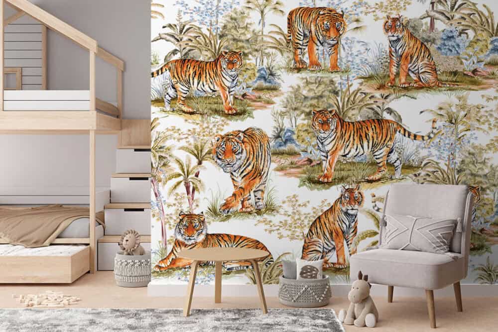Behang met tijger in de jungle