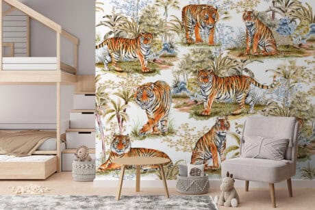 Behang met tijger in de jungle