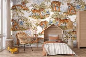 Tijger in de jungle op kinderbehang