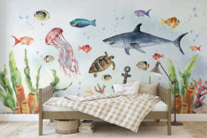 Behang met leven onder water