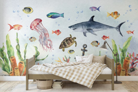 Behang met leven onder water