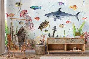 Leven onder water op muurdecoratie