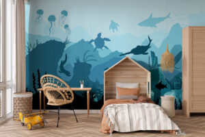 Verzonken stad onder zee op mural