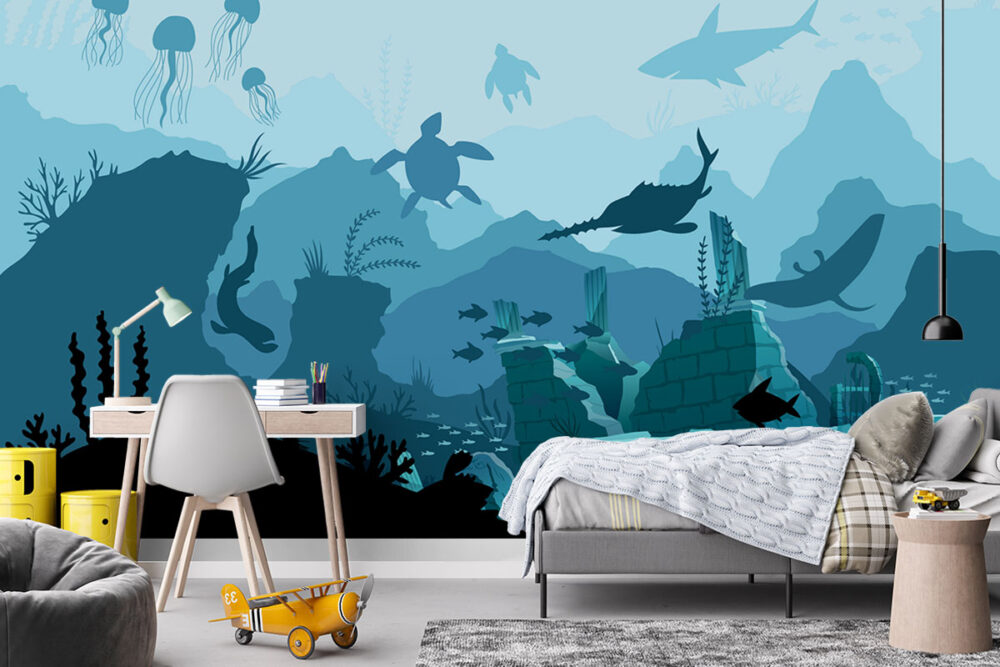 Verzonken stad onder zee behang