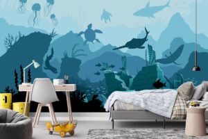 Verzonken stad onder zee behang