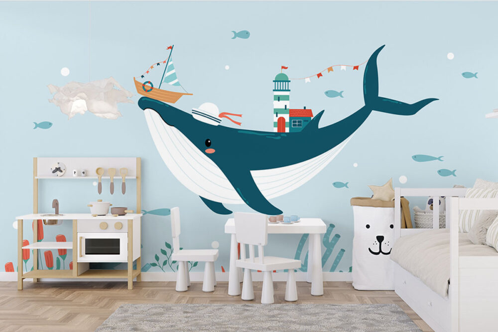 Vrolijke waterdieren babykamer
