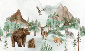 Wilde dieren in de bergen bij zonsopkomst