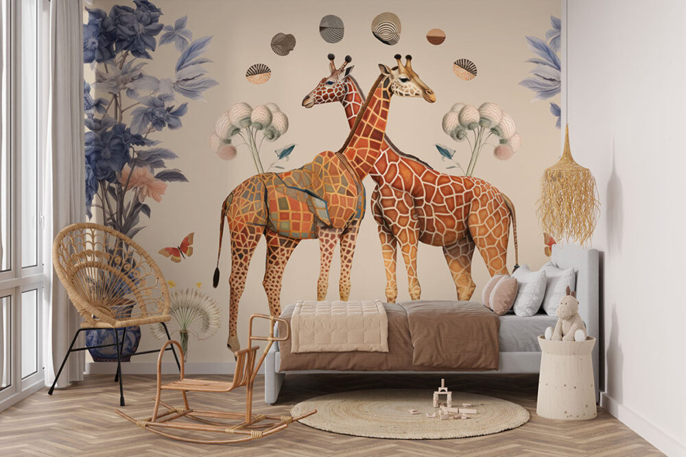 Giraffen kunst kinderkamer mural