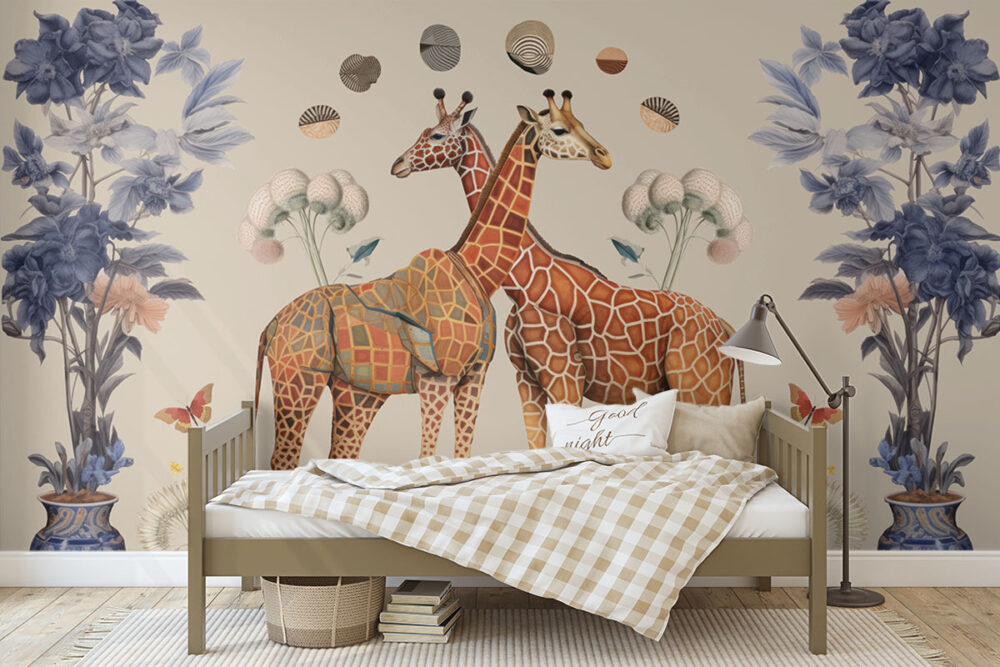 Behang met giraffen kunstdesign
