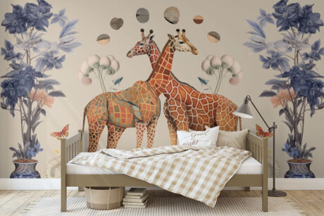 Behang met giraffen kunstdesign