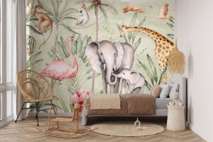 De grote dierenwereld op mural