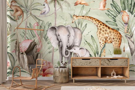 Behang met de grote dierenwereld