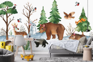 Lieve bosvriendjes babykamerbehang