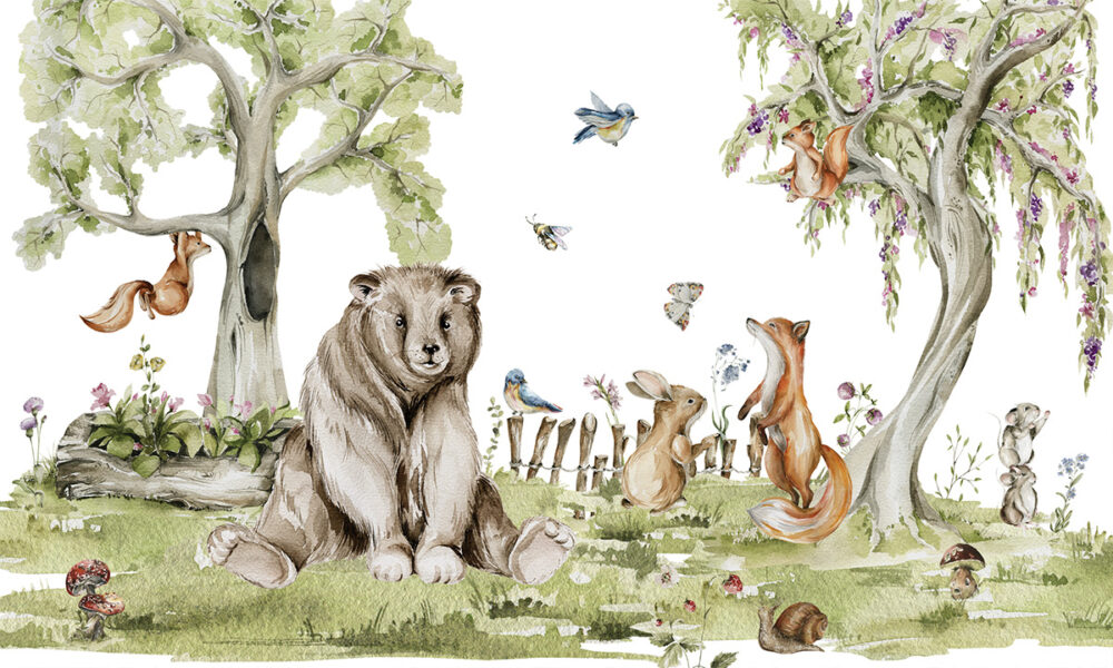 Bosbaby’s in natuurlijke sfeer muurprint