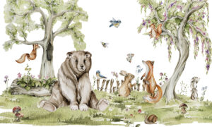 Bosbaby’s in natuurlijke sfeer muurprint