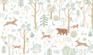 Sprookjesachtig boslandschap voor kinderkamer