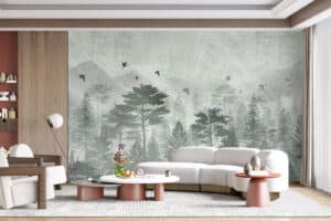 Kalmerend bergdecor in aquarelstijl