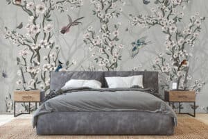 Kersenbloesem met vlinders