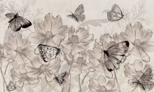 Fotobehang met vintage botanische illustratie
