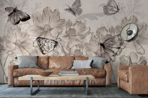 Behang met klassieke bloemdetails