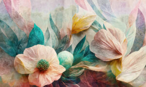 Fotobehang met aquarel bloemen in pasteltinten