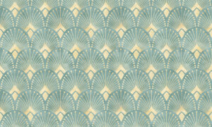 Behang met art deco waaiers in smaragdgroen