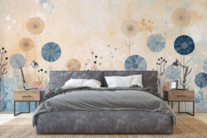 Zachte bloemenprint in roze en blauw