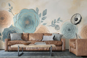 Blauw bloemenmotief voor serene sfeer