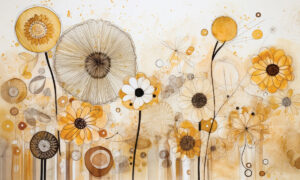 Fotobehang met oranje bloemen in warme tinten