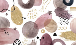 Fotobehang met abstracte vormen in roze en goud