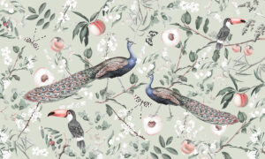 Fotobehang met pauwen in Chinoiserie stijl