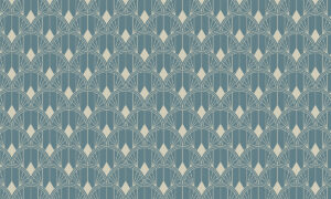 Behang met art deco bogen in blauwtinten