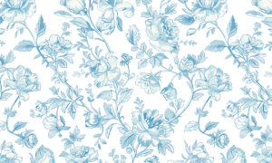 Behang met blauwe pioenrozen in toile stijl