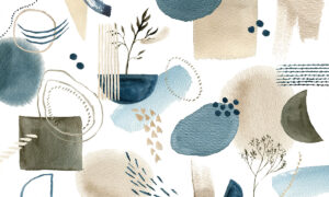 Behang met Japandi stijl in zachte tinten