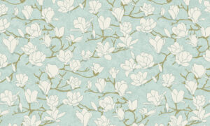 Behang met magnolia in oosterse stijl